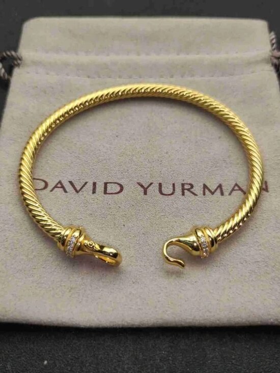 David Yurman. Jewelry - David Yurman Style 4mm Gold Cable Hook Cuff Bracelet